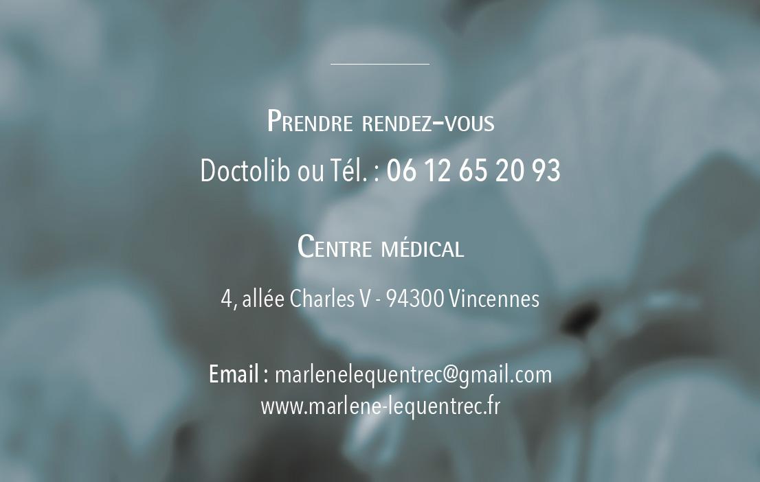 Marlène Le Quentrec, sophrologue, hypnose, Psycho-Praticienne. Cartes de Visite. Création, réalisation, impression. Vesro