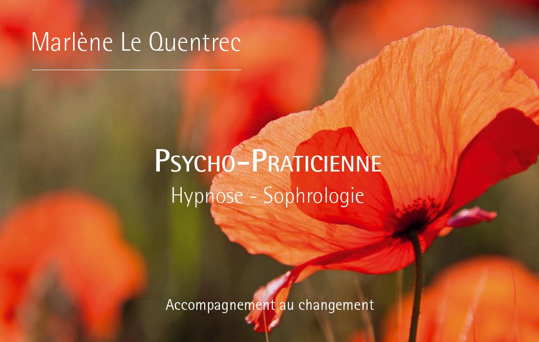 Marlène Le Quentrec, sophrologue, hypnose, Psycho-Praticienne. Cartes de Visite. Création, réalisation, impression. Recto
