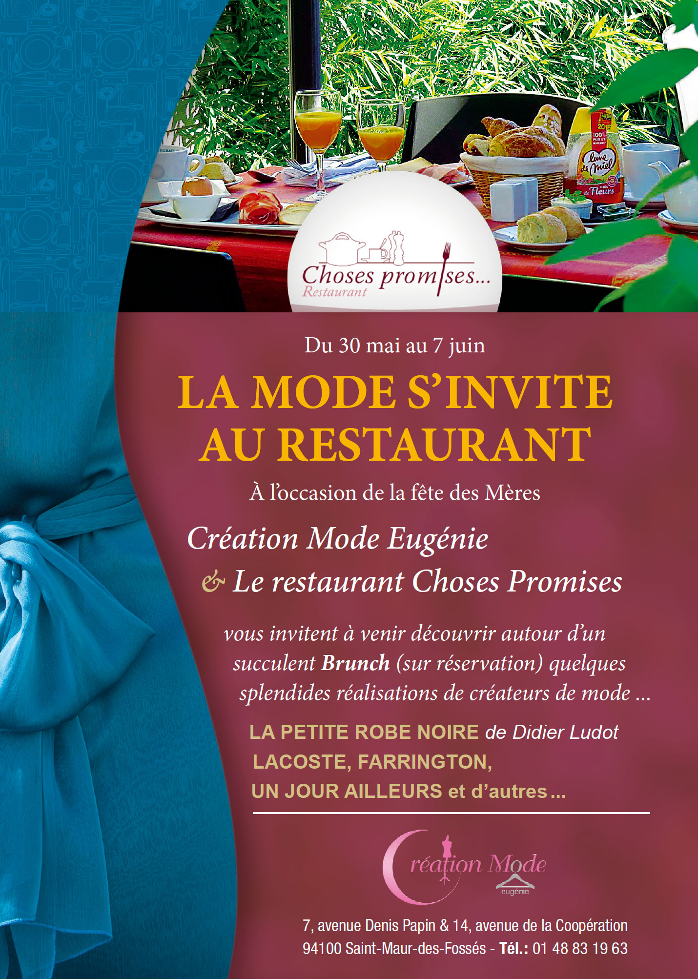 Choses promises, restaurant, flyer, recto